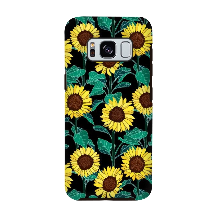 Galaxy S8 StrongFit Sunny Sunflowers - Black  by Tigatiga