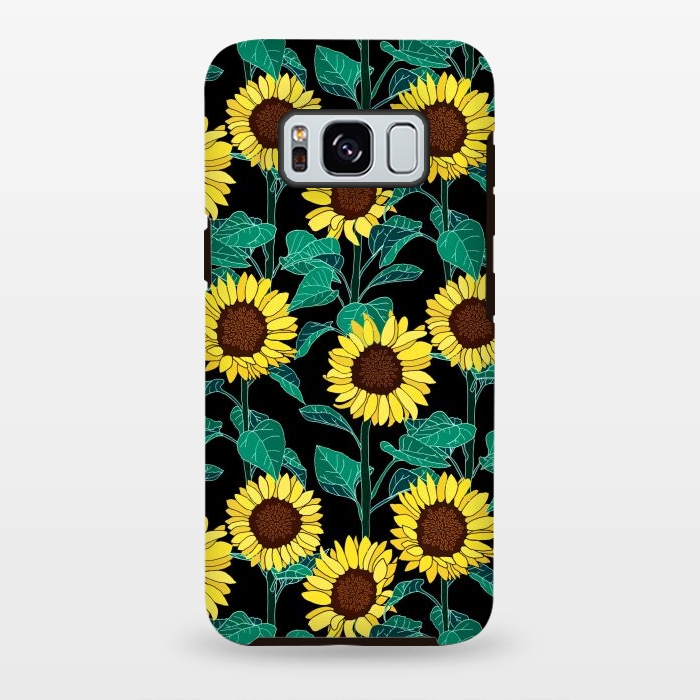 Galaxy S8 plus StrongFit Sunny Sunflowers - Black  by Tigatiga