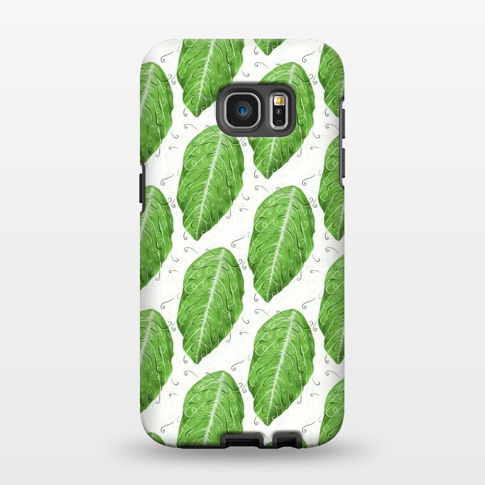 Galaxy S7 EDGE StrongFit Swirly Green Leaf Pattern by Boriana Giormova