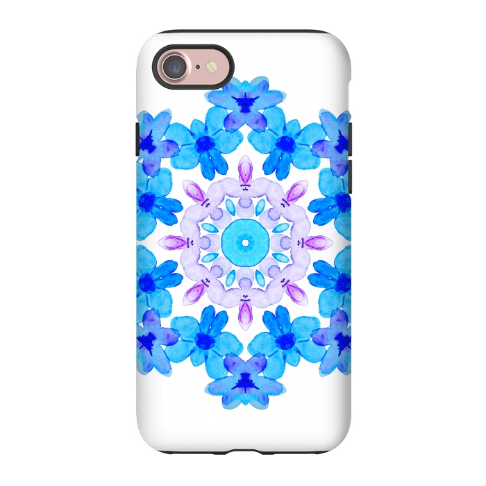 iPhone 7 StrongFit Flower Mandala Violet Blue Watercolor Floral Art by Boriana Giormova