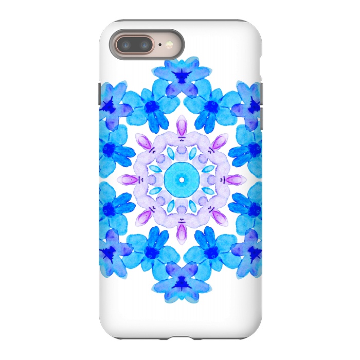 iPhone 7 plus StrongFit Flower Mandala Violet Blue Watercolor Floral Art by Boriana Giormova