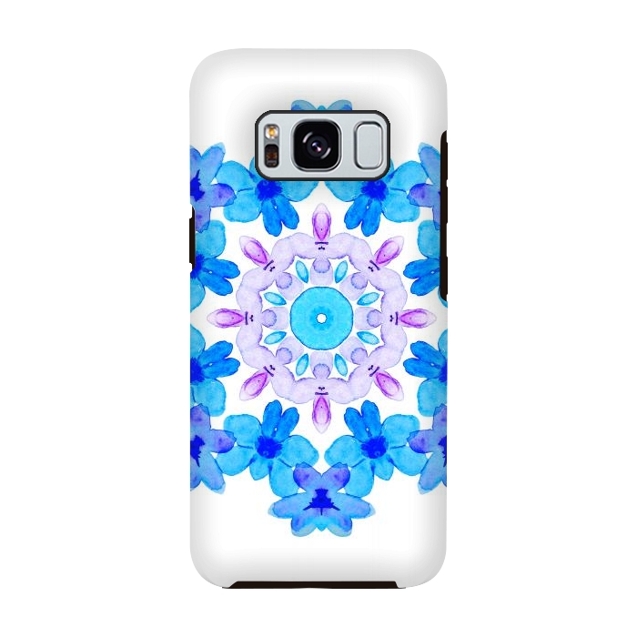 Galaxy S8 StrongFit Flower Mandala Violet Blue Watercolor Floral Art by Boriana Giormova