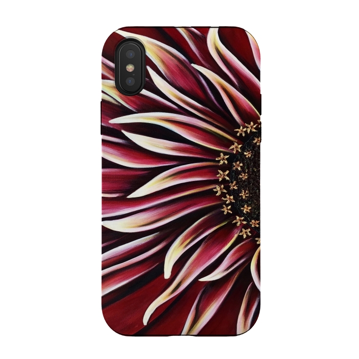 iPhone Xs / X StrongFit Wild Red Zinnia by Denise Cassidy Wood