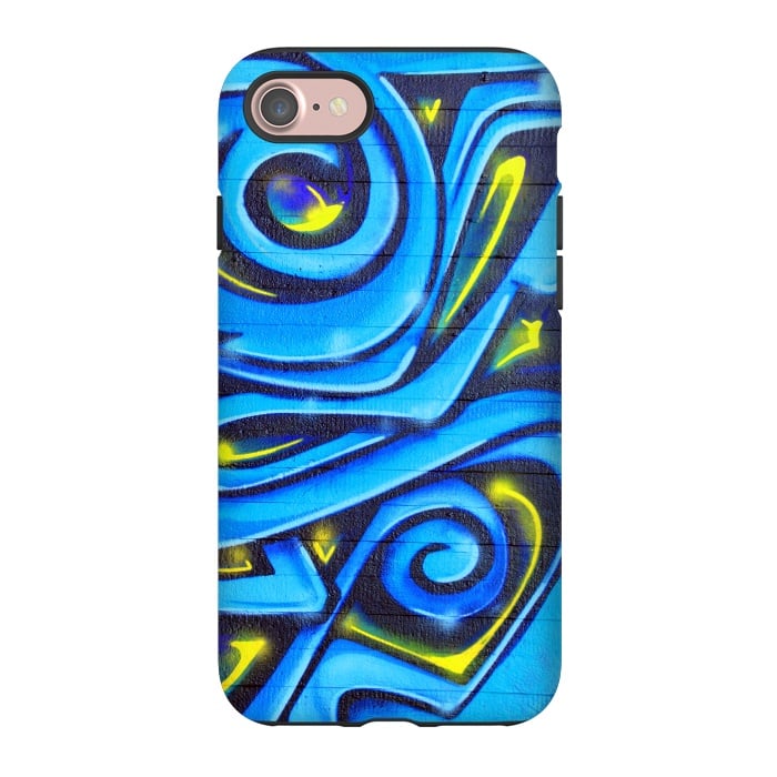 iPhone 7 StrongFit Blue Yellow Graffiti by Andrea Haase