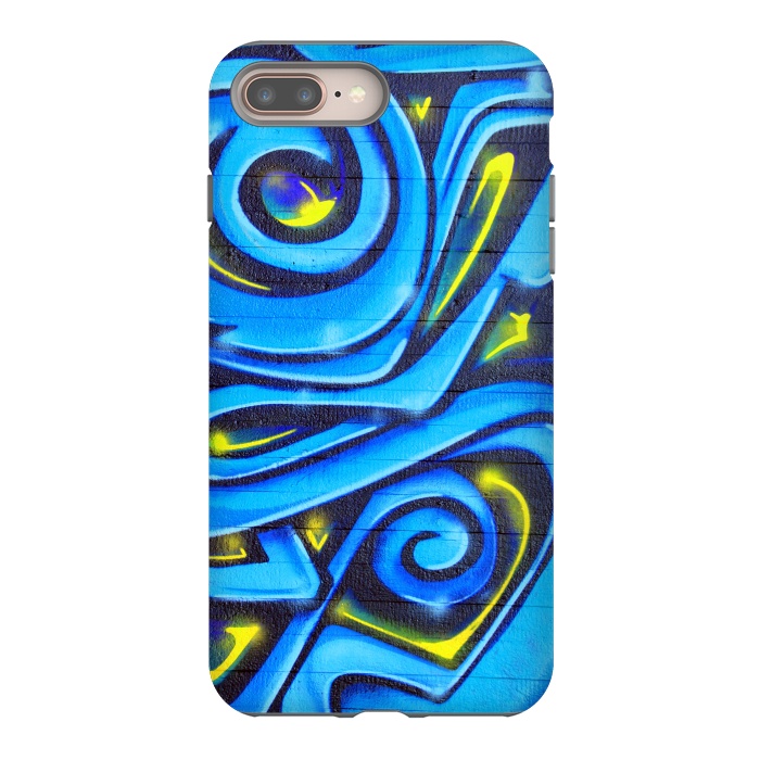 iPhone 7 plus StrongFit Blue Yellow Graffiti by Andrea Haase