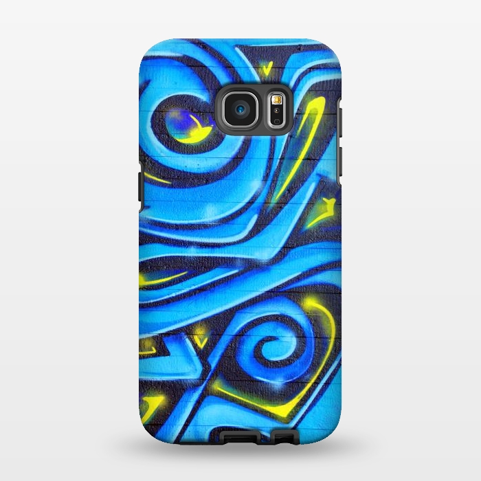 Galaxy S7 EDGE StrongFit Blue Yellow Graffiti by Andrea Haase