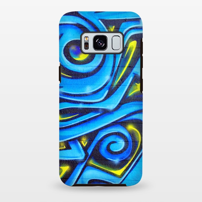 Galaxy S8 plus StrongFit Blue Yellow Graffiti by Andrea Haase