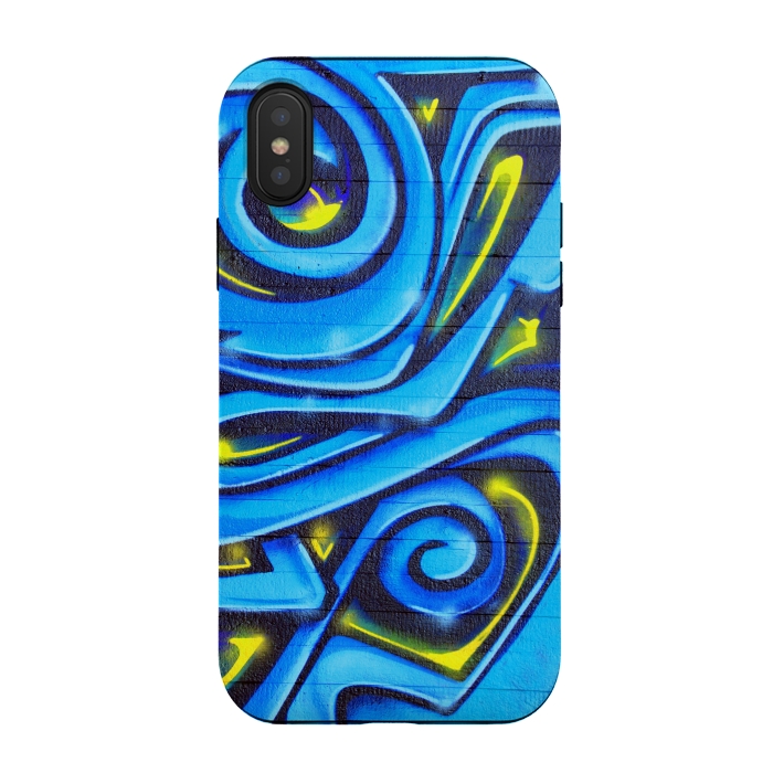 iPhone Xs / X StrongFit Blue Yellow Graffiti by Andrea Haase