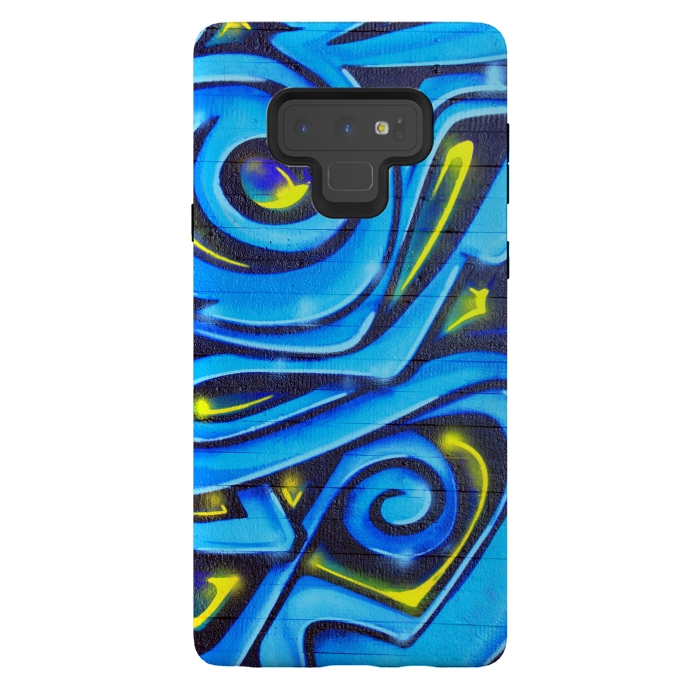 Galaxy Note 9 StrongFit Blue Yellow Graffiti by Andrea Haase