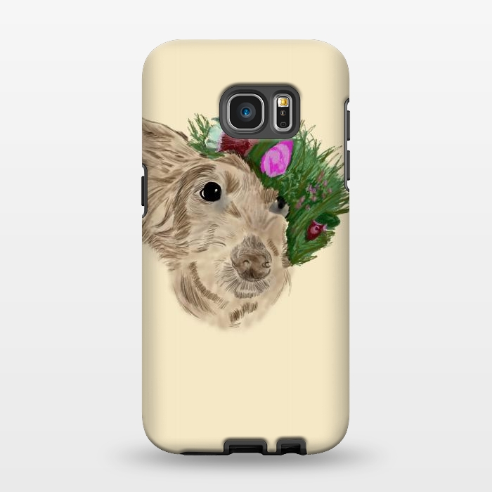 Galaxy S7 EDGE StrongFit Flowers with dog by Merveilleux Clement