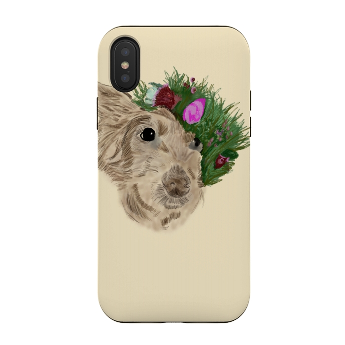 iPhone Xs / X StrongFit Flowers with dog by Merveilleux Clement