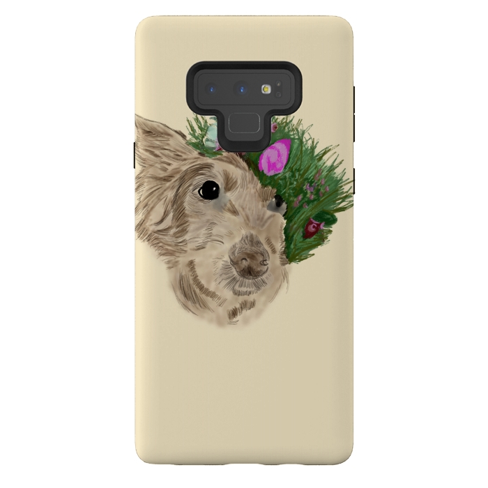 Galaxy Note 9 StrongFit Flowers with dog by Merveilleux Clement