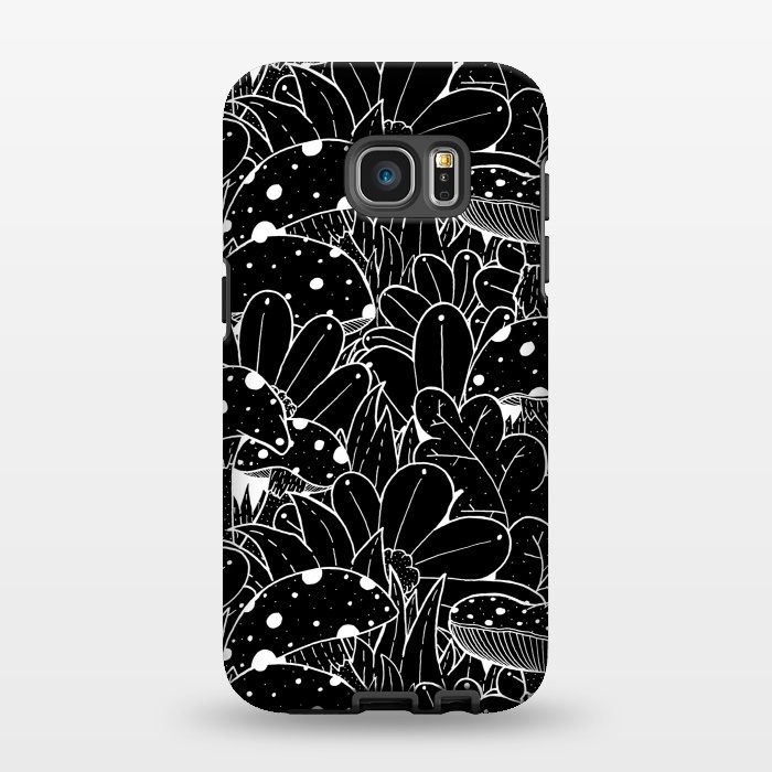 Galaxy S7 EDGE StrongFit Black and white autumn pattern by Steve Wade (Swade)