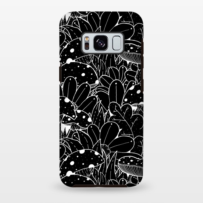 Galaxy S8 plus StrongFit Black and white autumn pattern by Steve Wade (Swade)