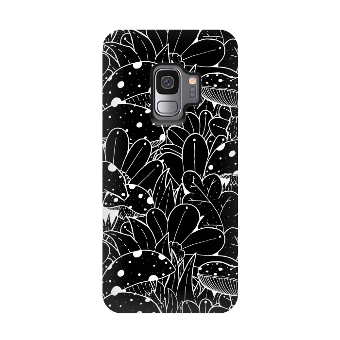 Galaxy S9 StrongFit Black and white autumn pattern by Steve Wade (Swade)