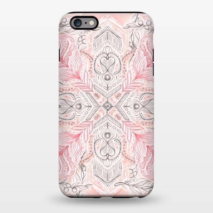 iPhone 6/6s plus StrongFit Boho Soft Peach Pink Tribal Pattern by Micklyn Le Feuvre