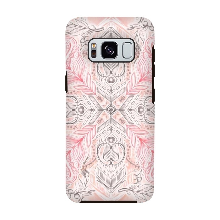 Galaxy S8 StrongFit Boho Soft Peach Pink Tribal Pattern by Micklyn Le Feuvre