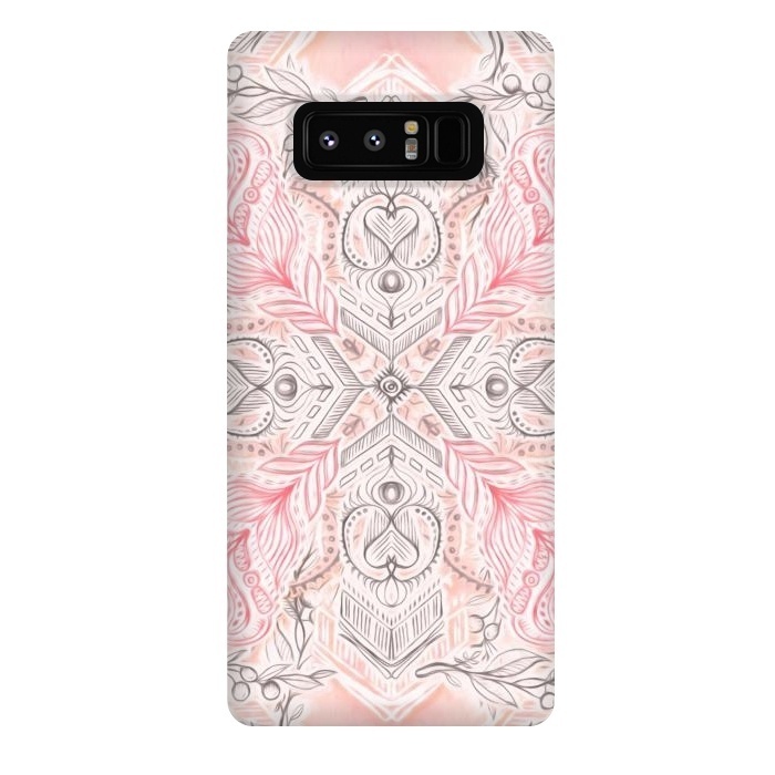 Galaxy Note 8 StrongFit Boho Soft Peach Pink Tribal Pattern by Micklyn Le Feuvre