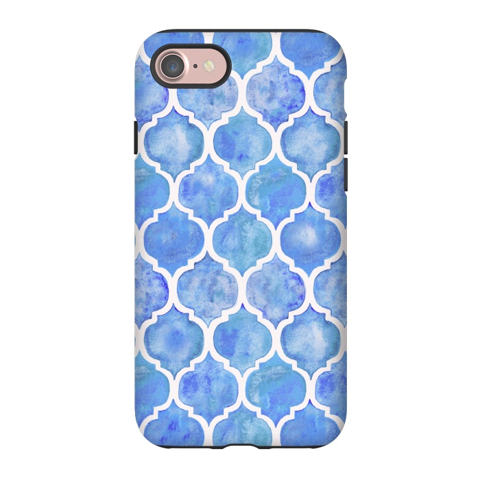 iPhone 7 StrongFit Cornflower Blue Textured Moroccan Pattern by Micklyn Le Feuvre
