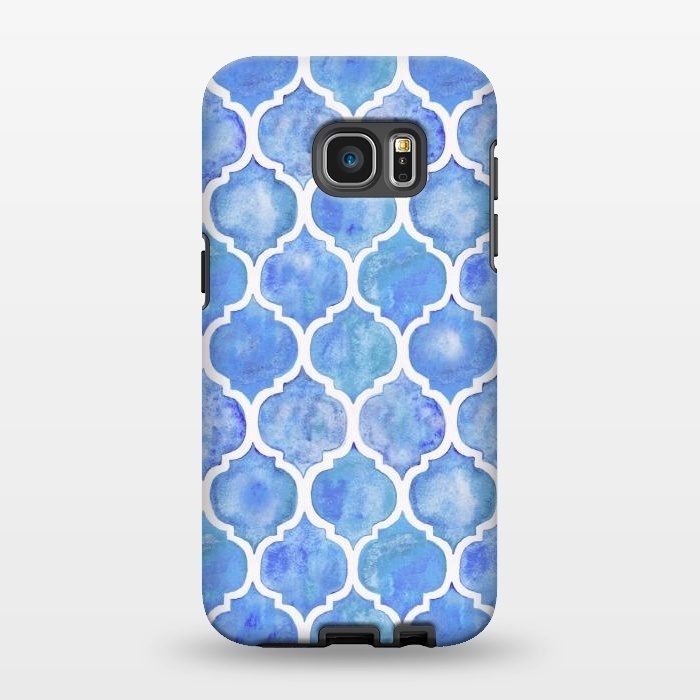 Galaxy S7 EDGE StrongFit Cornflower Blue Textured Moroccan Pattern by Micklyn Le Feuvre