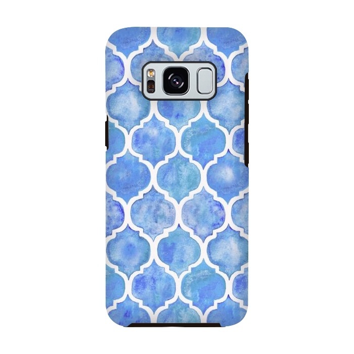 Galaxy S8 StrongFit Cornflower Blue Textured Moroccan Pattern by Micklyn Le Feuvre