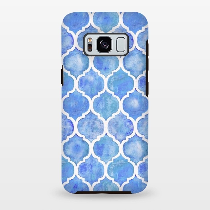 Galaxy S8 plus StrongFit Cornflower Blue Textured Moroccan Pattern by Micklyn Le Feuvre