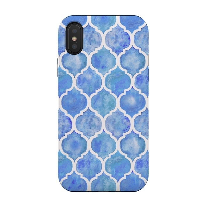 iPhone Xs / X StrongFit Cornflower Blue Textured Moroccan Pattern by Micklyn Le Feuvre