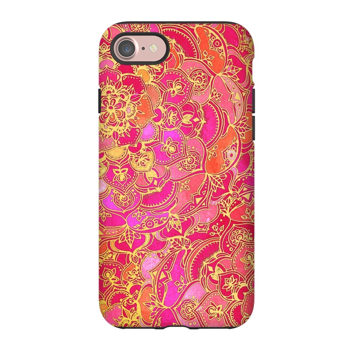 iPhone 7 StrongFit Hot Pink and Gold Baroque Floral Pattern by Micklyn Le Feuvre