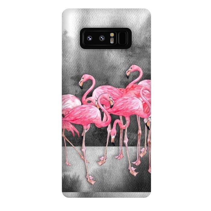 Galaxy Note 8 StrongFit Pink Flamingos in Watercolor & Ink by Micklyn Le Feuvre