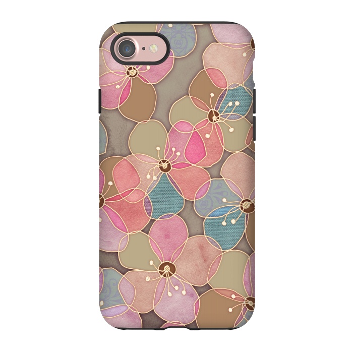 iPhone 7 StrongFit Simple Floral in Soft Neutrals and Pink by Micklyn Le Feuvre