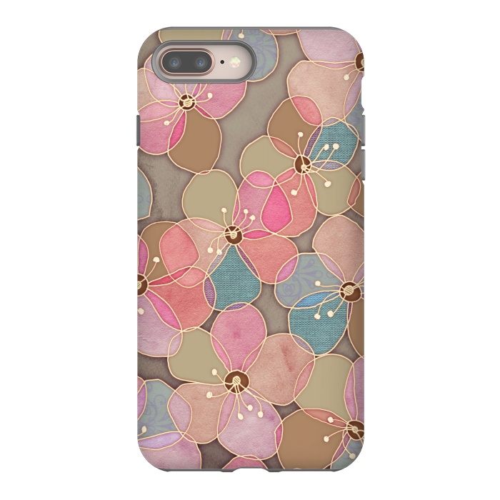iPhone 7 plus StrongFit Simple Floral in Soft Neutrals and Pink by Micklyn Le Feuvre