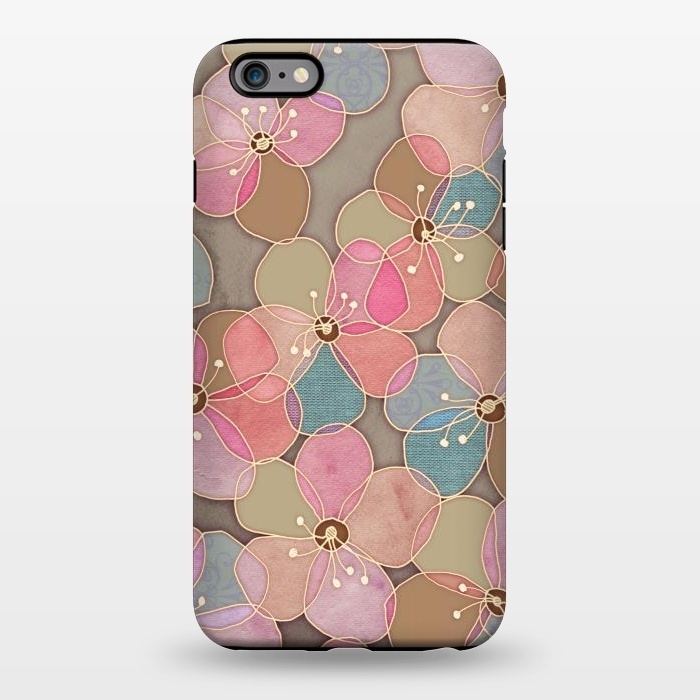 iPhone 6/6s plus StrongFit Simple Floral in Soft Neutrals and Pink by Micklyn Le Feuvre