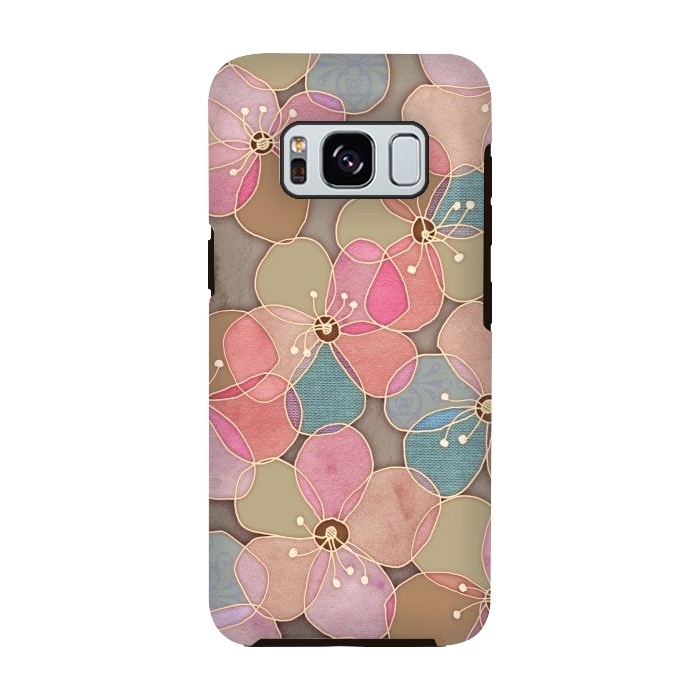 Galaxy S8 StrongFit Simple Floral in Soft Neutrals and Pink by Micklyn Le Feuvre