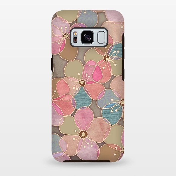 Galaxy S8 plus StrongFit Simple Floral in Soft Neutrals and Pink by Micklyn Le Feuvre