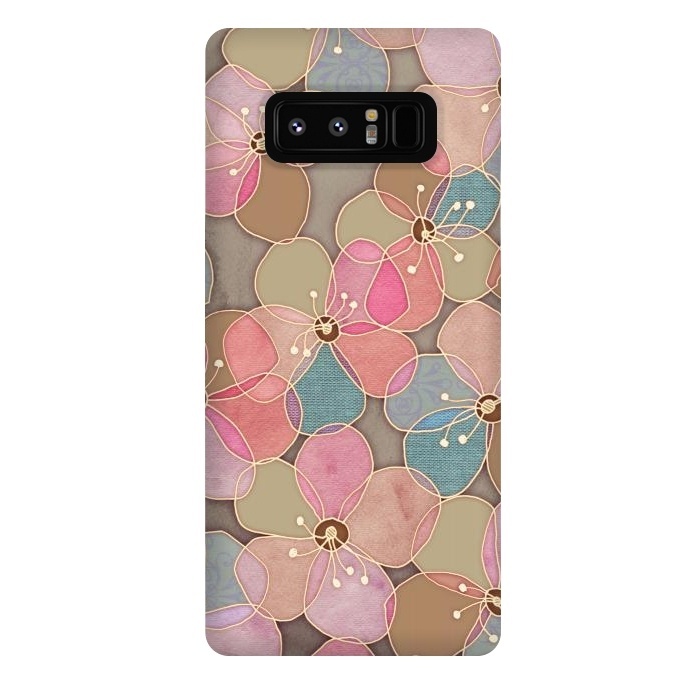 Galaxy Note 8 StrongFit Simple Floral in Soft Neutrals and Pink by Micklyn Le Feuvre