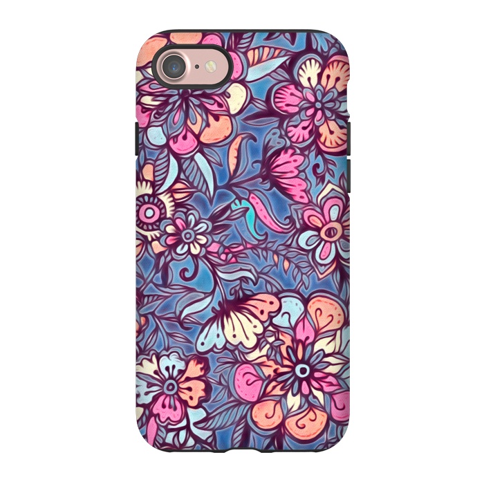 iPhone 7 StrongFit Sweet Spring Floral - soft indigo & candy pastels by Micklyn Le Feuvre