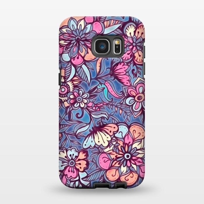 Galaxy S7 EDGE StrongFit Sweet Spring Floral - soft indigo & candy pastels by Micklyn Le Feuvre