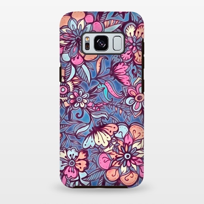 Galaxy S8 plus StrongFit Sweet Spring Floral - soft indigo & candy pastels by Micklyn Le Feuvre
