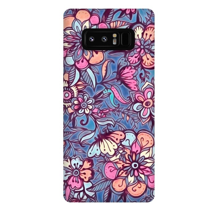Galaxy Note 8 StrongFit Sweet Spring Floral - soft indigo & candy pastels by Micklyn Le Feuvre