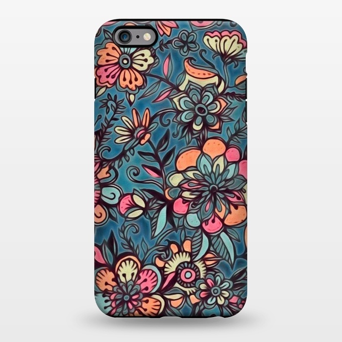 iPhone 6/6s plus StrongFit Sweet Spring Floral - melon pink, butterscotch & teal by Micklyn Le Feuvre