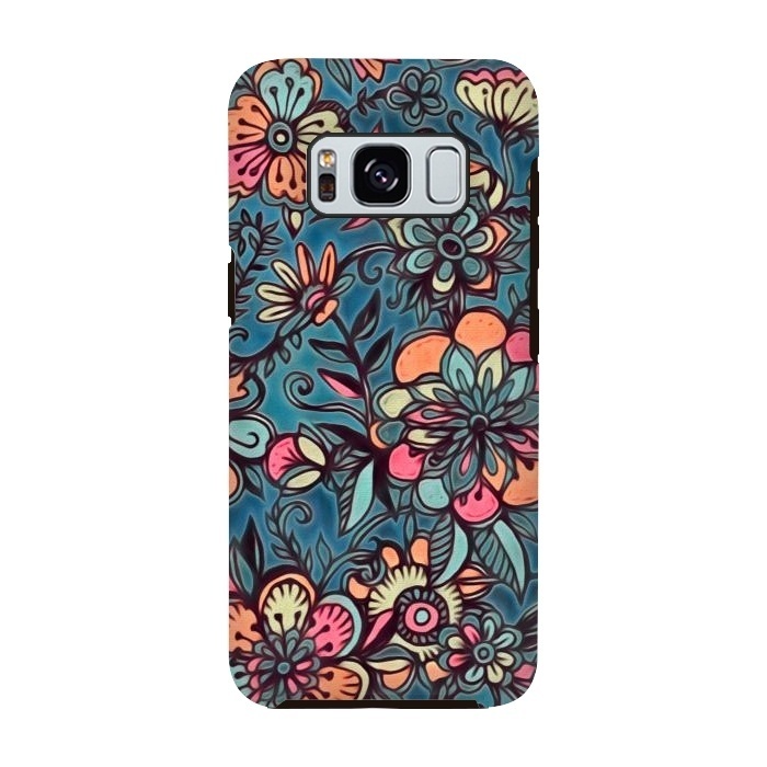 Galaxy S8 StrongFit Sweet Spring Floral - melon pink, butterscotch & teal by Micklyn Le Feuvre