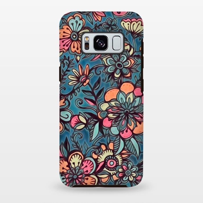 Galaxy S8 plus StrongFit Sweet Spring Floral - melon pink, butterscotch & teal by Micklyn Le Feuvre