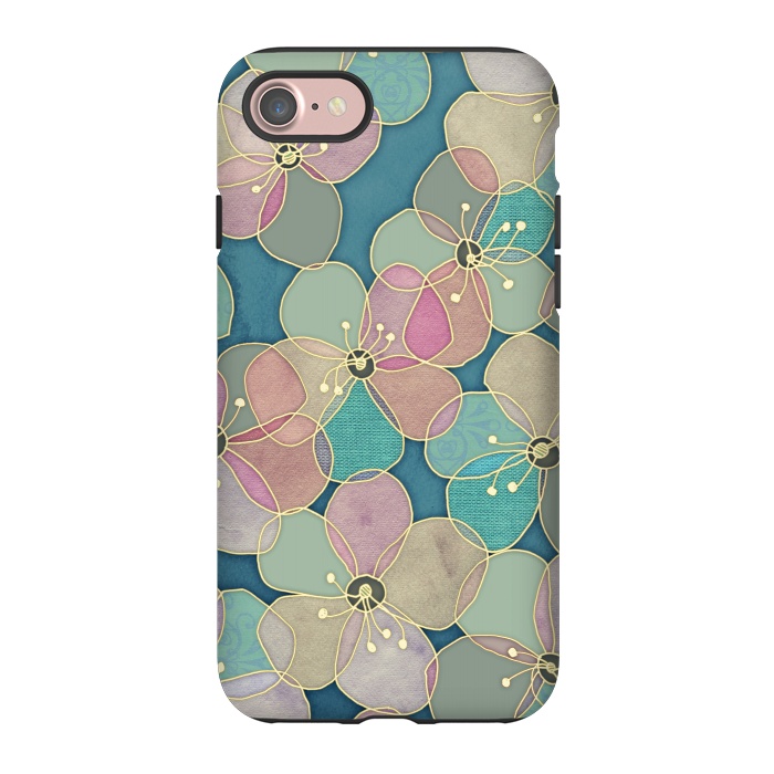 iPhone 7 StrongFit It's Always Summer Somewhere - floral pattern on teal by Micklyn Le Feuvre