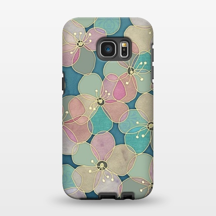 Galaxy S7 EDGE StrongFit It's Always Summer Somewhere - floral pattern on teal by Micklyn Le Feuvre