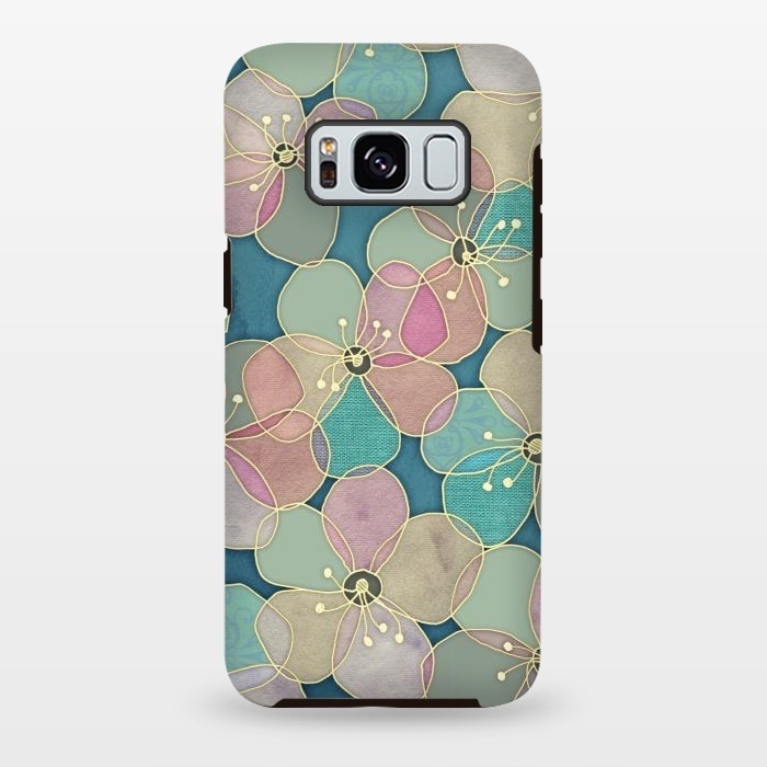 Galaxy S8 plus StrongFit It's Always Summer Somewhere - floral pattern on teal by Micklyn Le Feuvre