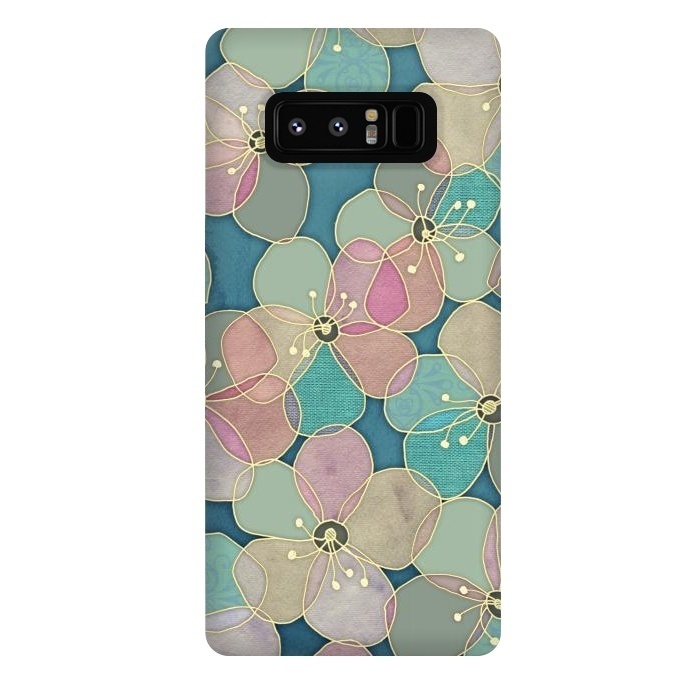 Galaxy Note 8 StrongFit It's Always Summer Somewhere - floral pattern on teal by Micklyn Le Feuvre