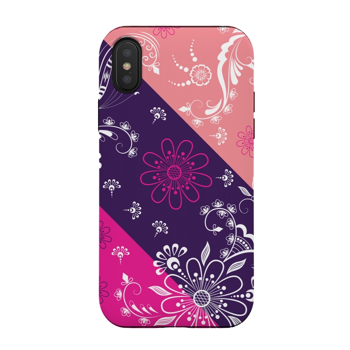 iPhone Xs / X StrongFit Diagonal Flowers by Rossy Villarreal