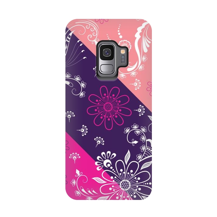 Galaxy S9 StrongFit Diagonal Flowers by Rossy Villarreal