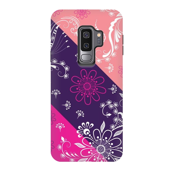 Galaxy S9 plus StrongFit Diagonal Flowers by Rossy Villarreal