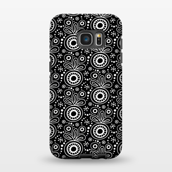 Galaxy S7 EDGE StrongFit Abstract Doodle Pattern Black by Majoih